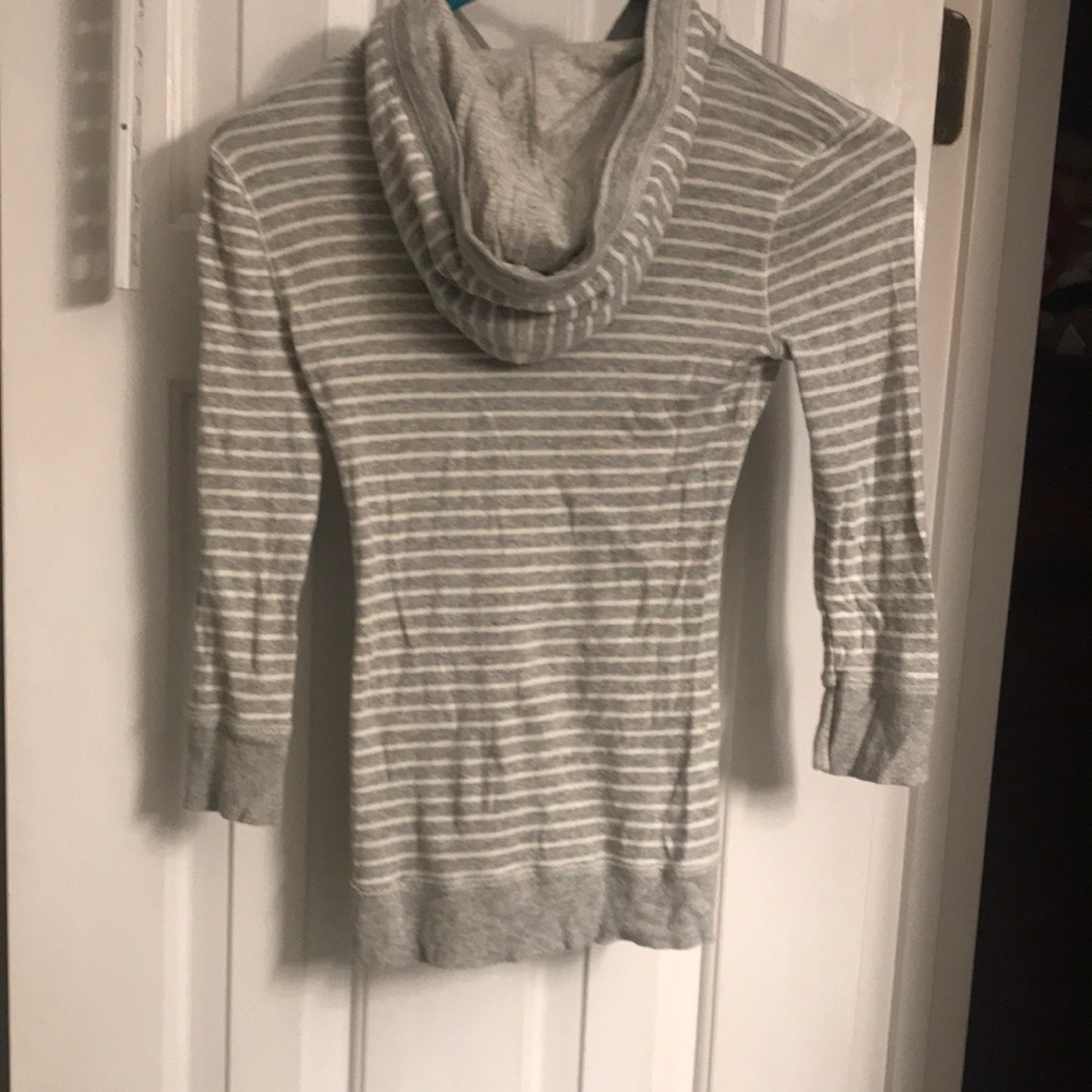 Gray Striped Hollister  Hoodie - Picture 2 of 4